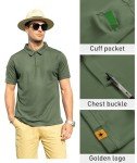 ZITY Mens Polo Shirt Short Sleeve Sports Tactical T-Shirt Athletic Golf Polos Daily Casual Stylish Collared Shirts for Men Green Large