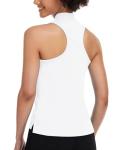 Womens Golf Shirt Sleeveless Golf Shirts for Woman Cute Collared Ladies Golf Clothes Tennis Racerback Tank Tops Dry Fit Apparel Golf Outfits Moisture Wicking Quick Dry White S