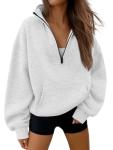 Chic Grey Oversized Half Zip Sweatshirt for Fall