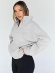 Chic Grey Oversized Half Zip Sweatshirt for Fall