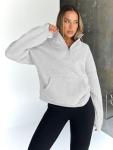 Chic Grey Oversized Half Zip Sweatshirt for Fall