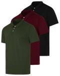 3 Pack: Men's Jersey Cotton Quick Dry Fit Polo Shirt Men Mens Tshirts Button Tee Short Sleeve Golf Tennis Clothing Active Wear Athletic Performance Tech Sports Essentials Casual T Shirts,Set 4-XXL