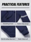 Chrisuno Men's Boy Zipper Slim Fit Hoodie Jackets Outwear Windbreakers Cricket Clothing Navy S