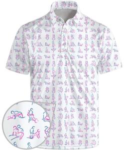 Funny Golf Shirts for Men Crazy Funny Golf Polo Shirt Fun Hawaiian Golf Polos Funny White 2XL
