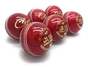 Mozi Sports Men Hand Stitched Club County Cricket Ball Grade A Senior Official Balls Pack of 6 Weight 5.5oz (Red)