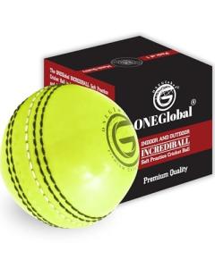 ONEGlobal Incrediball Soft Practice Cricket Ball | Outdoor & Indoor Soft Rubber Cricket Ball with Core & Stitched Seam | for Honing Skills & Family Fun (1-Fluoro Yellow)