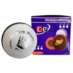 CE Fireworks White Leather Cricket Ball by Cricket Equipment USA (5.5 Ozs, Fireworks White)