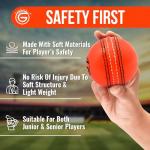 Soft Rubber Cricket Ball for Practice | Outdoor & Indoor Practice Cricket Ball with Core & Stitched Seam | Realistic Feel, True Bounce & Swing for Practice, Honing Skills & Family Fun (1-Orange)