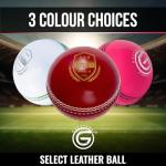 ONEGlobal Select Leather Cricket Ball | 100% Handcrafted, 156g - 5.5oz, 4-Piece Construction | Ideal for T20, Net Practice, Training etc. (Red, 1 Pack)
