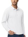 MAGCOMSEN Polo Shirts for Men Long Sleeve Mens Golf Shirts T Shirts Fishing Shirts Work Shirts for Men Casual Shirts Summer Shirts Golf Polo Shirts for Men White
