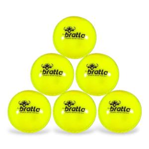 Bratla Wind Cricket Balls - Soft Training Practice Cricket Air Balls for Coaching Indoor & Outdoor - Blue Orange Neon/Yellow Pack of 6 (Neon/Yellow)