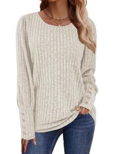 Sweaters for Women Early Fall Fashion Clothing 2025 School Outfits for Teachers Long Sleeve Shirts Women Blouses Boho Tops Sweatshirts Chocolate Brown Anthropologie Dress Clothes Apricot Medium