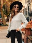 Sweaters for Women Early Fall Fashion Clothing 2025 School Outfits for Teachers Long Sleeve Shirts Women Blouses Boho Tops Sweatshirts Chocolate Brown Anthropologie Dress Clothes Apricot Medium