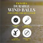 MARIB Wind Cricket Balls - Indoor & Outdoor Soft Training Cricket Ball for Coaching Practice (Yellow)