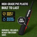 Reebok Blaze Plastic Cricket Bat – Full Size 34" × 4.5", Lightweight PVC, Durable Design for Practice & Recreational Play, Suitable for Ages 15+ (Red)
