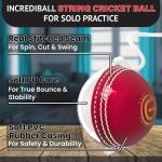 ONEGlobal Incrediball Soft String Cricket Ball | Outdoor and Indoor Soft Hanging Cricket Ball for Practice | for Footwork, Timing and Solo Training (1-RED&White)