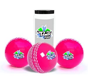 jaspo T20 Plus Practice Cricket Balls Pack of 3 for Indoor Outdoor Play,Weight 125-1 30 GMS, Colour Pink, Synthetic Rubber Material