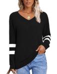 Sweaters for Women Tops for Teachers Early Fall Fashion Clothing 2025 Long Sleeve Shirts School Outfits Chocolate Brown Clothes Womens Blouses Cowboy Chic Oversized Sweatshirt Black Small
