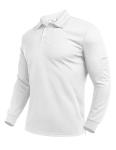 Deyeek Men's Long Sleeve Golf Shirts Breathable Casual Collared Polo Lightweight Quick Dry Tactical Outdoor Shirts White