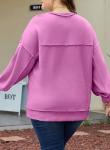 Eytino Womens Plus Size Sweatshirt Button Henley Neck Long Sleeve Loose Pullover Tops Fall Clothes,4X Phalaenopsis