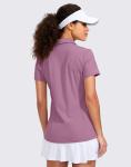 Viodia Women's Golf Shirt Short Sleeve with Zip Up Quick Dry Stretch Tennis Collared Polo Shirts for Women Golf Apparel Clothes Mauve Pink