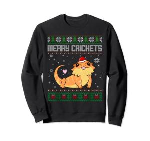 Merry Crickets Bearded Dragon Christmas Pajama Ugly Sweater Sweatshirt