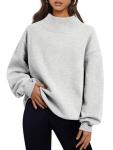 Trendy Queen Womens Oversized Sweatshirts Turtleneck Pullover Long Sleeve Hoodies Tops Fall Fashion Outfits 2024 Clothes Grey M