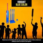 Bratla Plastic Cricket Set - Blue Color | Backyard and Beach Set for Adults and Kids | Includes Bat, Wind Ball, Stumps, and Non-Striker Stump with Plastic Base (Size 4)