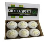 CHENDLA SPORTS Super County 4 Panel Cricket Leather Ball - Adult Size White (6)