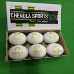 CHENDLA SPORTS Super County 4 Panel Cricket Leather Ball - Adult Size White (6)