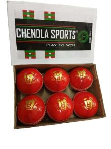 CHENDLA SPORTS V9A 4 Panel Cricket Leather Ball - Adult Size Red (6)