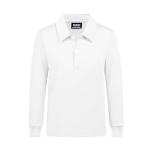 QBK Boys' Performance Polo Kids Collared Golf Shirts Long Sleeve School Uniform for 4T-16Y(White XL)