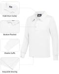 QBK Boys' Performance Polo Kids Collared Golf Shirts Long Sleeve School Uniform for 4T-16Y(White XL)