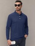 MAGCOMSEN Men's Collared Shirt Lightweight Polo Shirts for Men Work Polo Shirts Long Sleeve Business Polo Navy,2XL