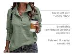 SHEWIN Womens Sweatshirt Casual Long Sleeve Lightweight Sweatshirts Loose Button V Neck Pullover Tops Fall Clothes for Women 2025,US 12-14(L),Green