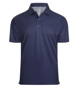 Alex Vando Mens Golf Shirt Moisture Wicking Classic Print Golf Shirts for Men,Navy Sail,XL