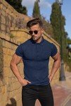 Navy Slim Fit Muscle Polo Shirt for Men