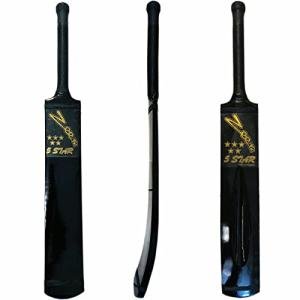 Cricket Bat 5 Star Tennis Tape Soft Ball Full Size Kashmir Willow Handmade Full Size Light Weight Black Style Adult (Black)