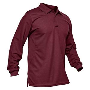 MAGCOMSEN Long Sleeve Golf Shirts Men Polo Shirts for Men Fishing Shirts Golf Shirts Mens Work Shirts Tactical Polo Shirt Quick Dry Shirts Wine Red L