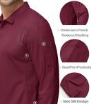 MAGCOMSEN Long Sleeve Golf Shirts Men Polo Shirts for Men Fishing Shirts Golf Shirts Mens Work Shirts Tactical Polo Shirt Quick Dry Shirts Wine Red L