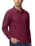 MAGCOMSEN Long Sleeve Golf Shirts Men Polo Shirts for Men Fishing Shirts Golf Shirts Mens Work Shirts Tactical Polo Shirt Quick Dry Shirts Wine Red L