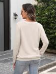 EADINVE Womens V Neck Long Sleeve Sweatshirts Half Button Lightweight Pullover Fashion Fall Clothes Apricot