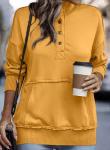 SHEWIN Womens Sweatshirt Casual Long Sleeve Lightweight Sweatshirts Loose Button V Neck Pullover Tops Fall Clothes for Women 2025,US 4-6(S),Yellow