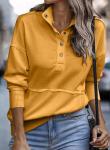 SHEWIN Womens Sweatshirt Casual Long Sleeve Lightweight Sweatshirts Loose Button V Neck Pullover Tops Fall Clothes for Women 2025,US 4-6(S),Yellow
