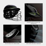 moonwalkr Mind 2.0 Cricket Helmet Head Guard for (62-65) CM Head Size Protective Gear with 30 Air Vents, Impact Resistant up to 100 mph Batting Cricket Helmet (Black, X-Large)