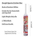 Cricket Bat Zeepk Tennis Tape Ball Full Size 5" inch Wide 35" Adult Full Cane Long Handle Hand Made Kashmir Willow - 2 lbs Lightweight & Strong Dragon Low Sweet Spot Low Profile Hard Hitting Sixer