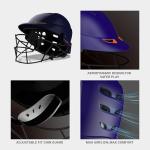 moonwalkr Mind 2.0 Cricket Helmet Head Guard for (60-63) CM Head Size Protective Gear with 30 Air Vents, Impact Resistant up to 100 mph Batting Cricket Helmet (Blue, Large)