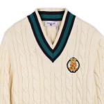 Members Only Men's Cricket Sweater | 100% Cotton Cable Knit Sweater Men | Cotton Cable Knit Sweater | Sweaters for Men - Off-White XL