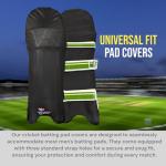 Bratla Cricket Batting Pads Covers, Black Covers for Cricket Pads for Men Batting Color Fit Neatly on Legguards Easily Put On