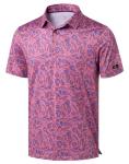 Obla Mens Golf Polo Shirts Short Sleeve Dry Fit Performance Moisture Wicking Casual Print Collared Golf Shirts for Men(Blue Paisley_XXXL)